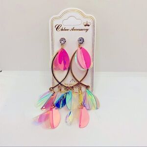 Earrings Pink pastels iridescent Crystal.ADORABLE